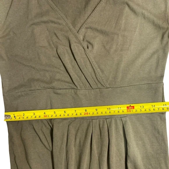 LOFT Olive Green Sleeveless Midi Dress Size M Wrap Style Closet Staple - Picture 7 of 8